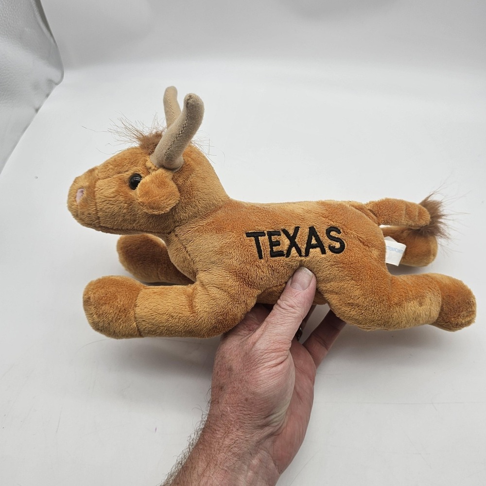 Wishpets Texas Longhorn Cow Plush Stuffed Animal Toy Small Brown Cute Flops